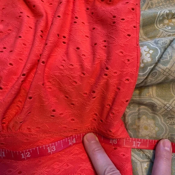 NWOT London Style Collection, Coral Color Eyelet Dress, Women's Size 12 - Picture 9 of 10